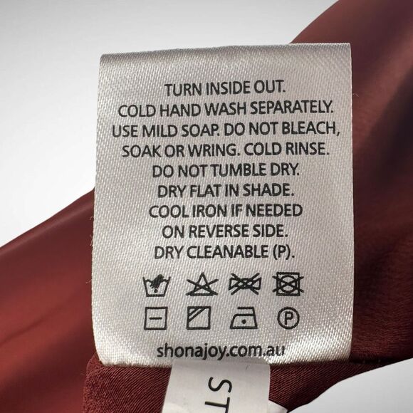 Shona Joy Luxe Twist Ballon Sleeve Cut Out Midi Dress Size US 10 AU 14 Sangria - Picture 8 of 10